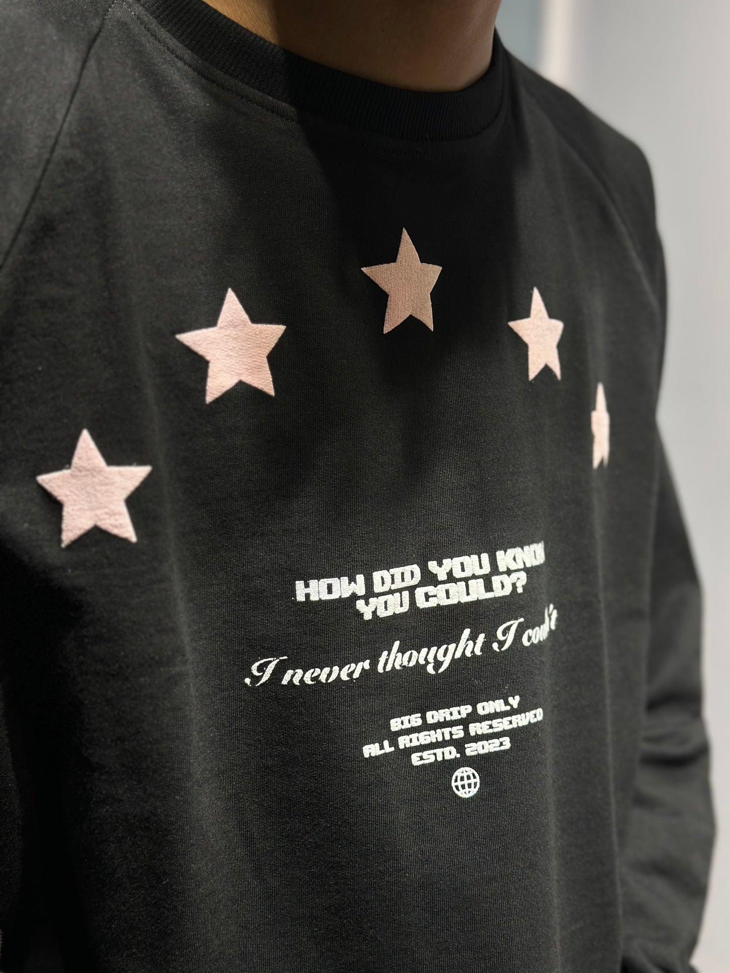 Stars - Black - Cropped Length T