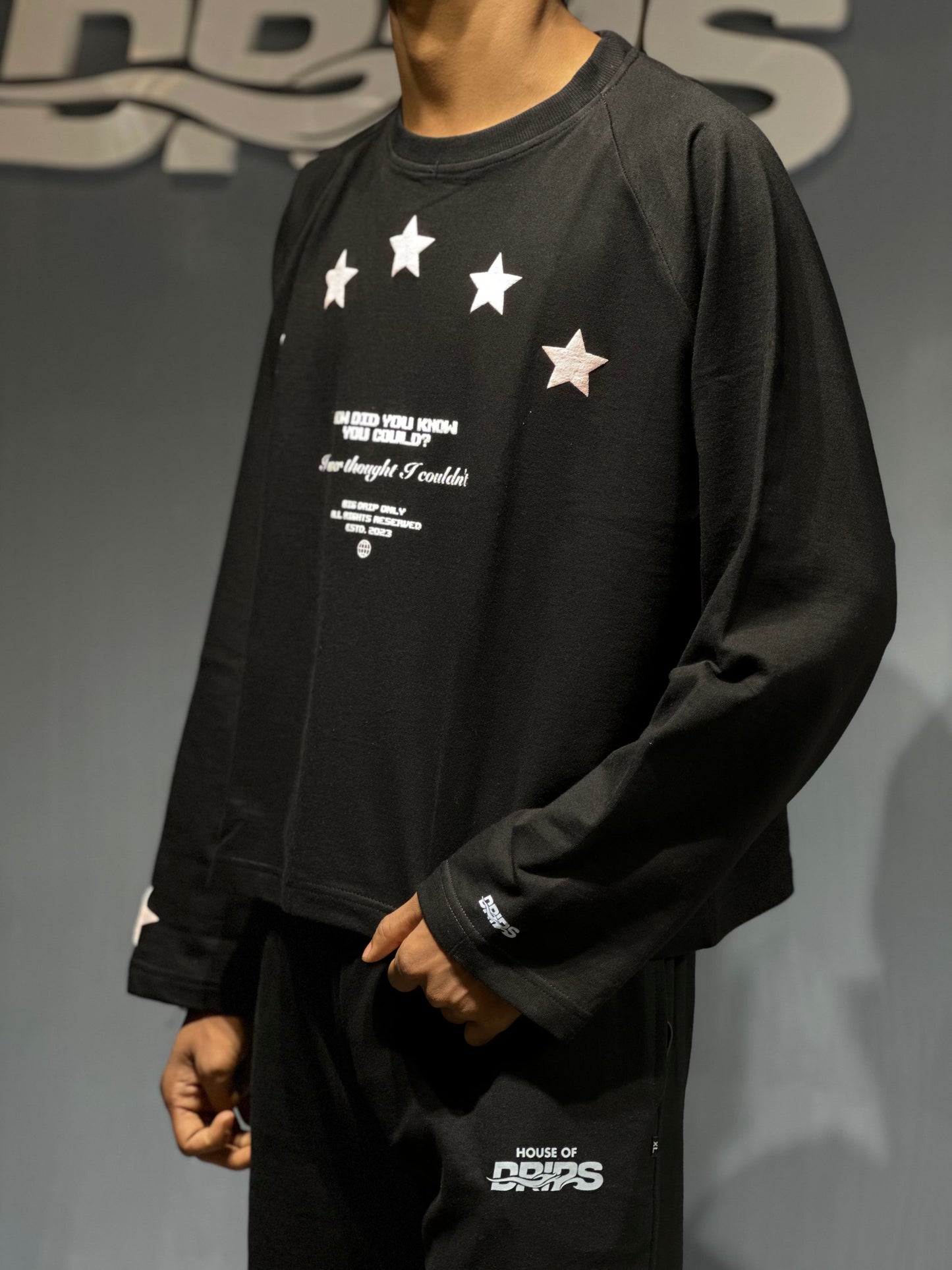 Stars - Black - Cropped Length T