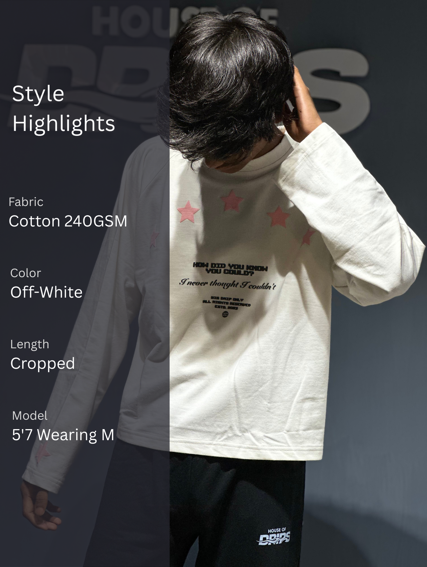 Stars - white - Cropped Length T