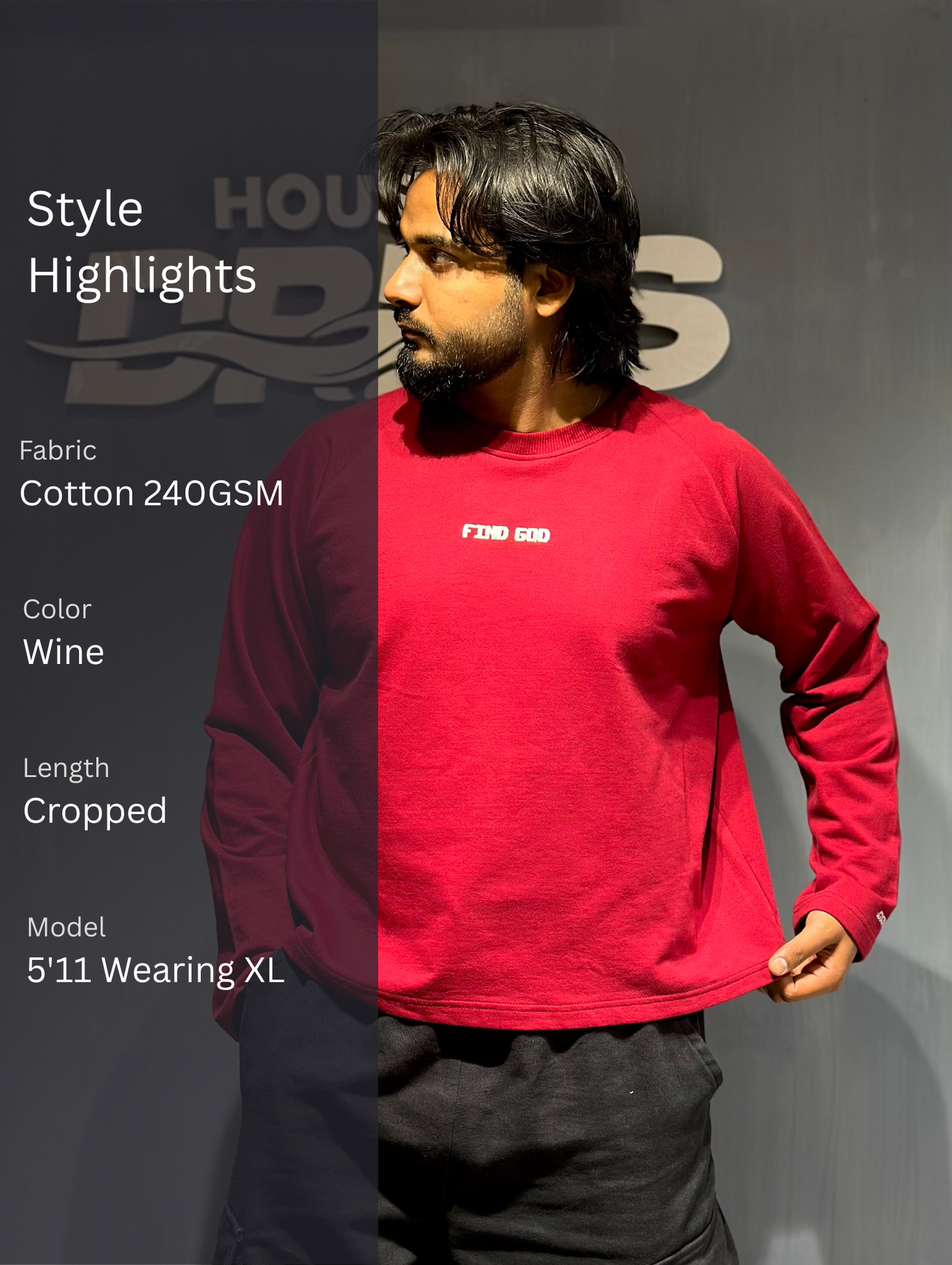 FindGod - wine - Cropped Length T