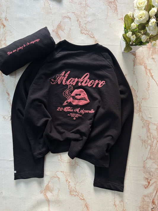 Marlboro - black - Cropped Length T