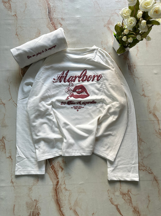 Marlboro - white - Cropped Length T